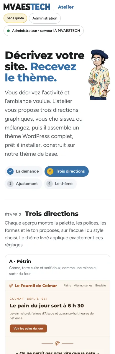 L'atelier affiché sur un téléphone.